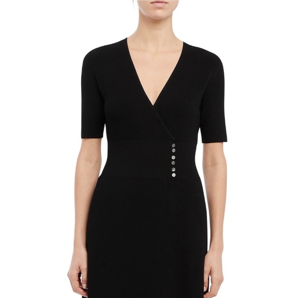Theory Dresses | Theory Wrap Button Sweater Dress | Color: Black | Size: S | Flore66's Closet